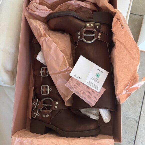 New in Box MIU MIU Buckle Harness Boots - size 37 - Picture 2 of 16